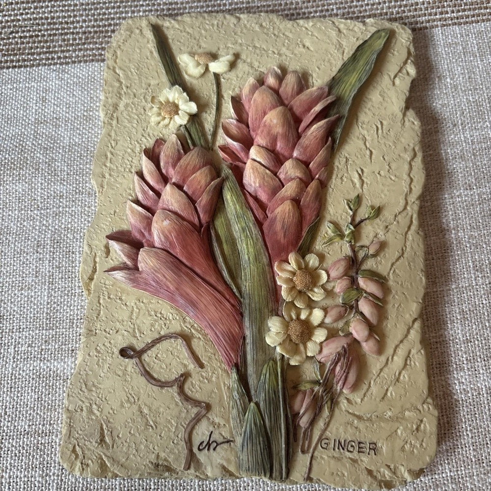 Cheri Blum 3D Floral Resin Wall Plaque‎ Ginger 6.25" x 4.25" Wall Hanging